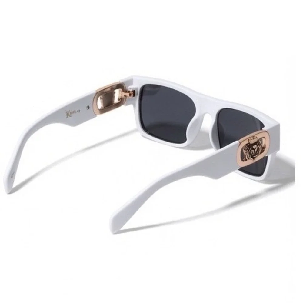 White Square Sunglasses Festival Bold, Shield Flat Top, Chunky, Style, Lion Head